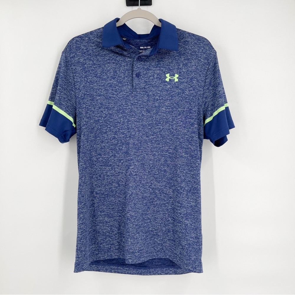 UA Under Armour The Playoff Polo Space Dye Blue Short Sleeve Polo Men’s Small